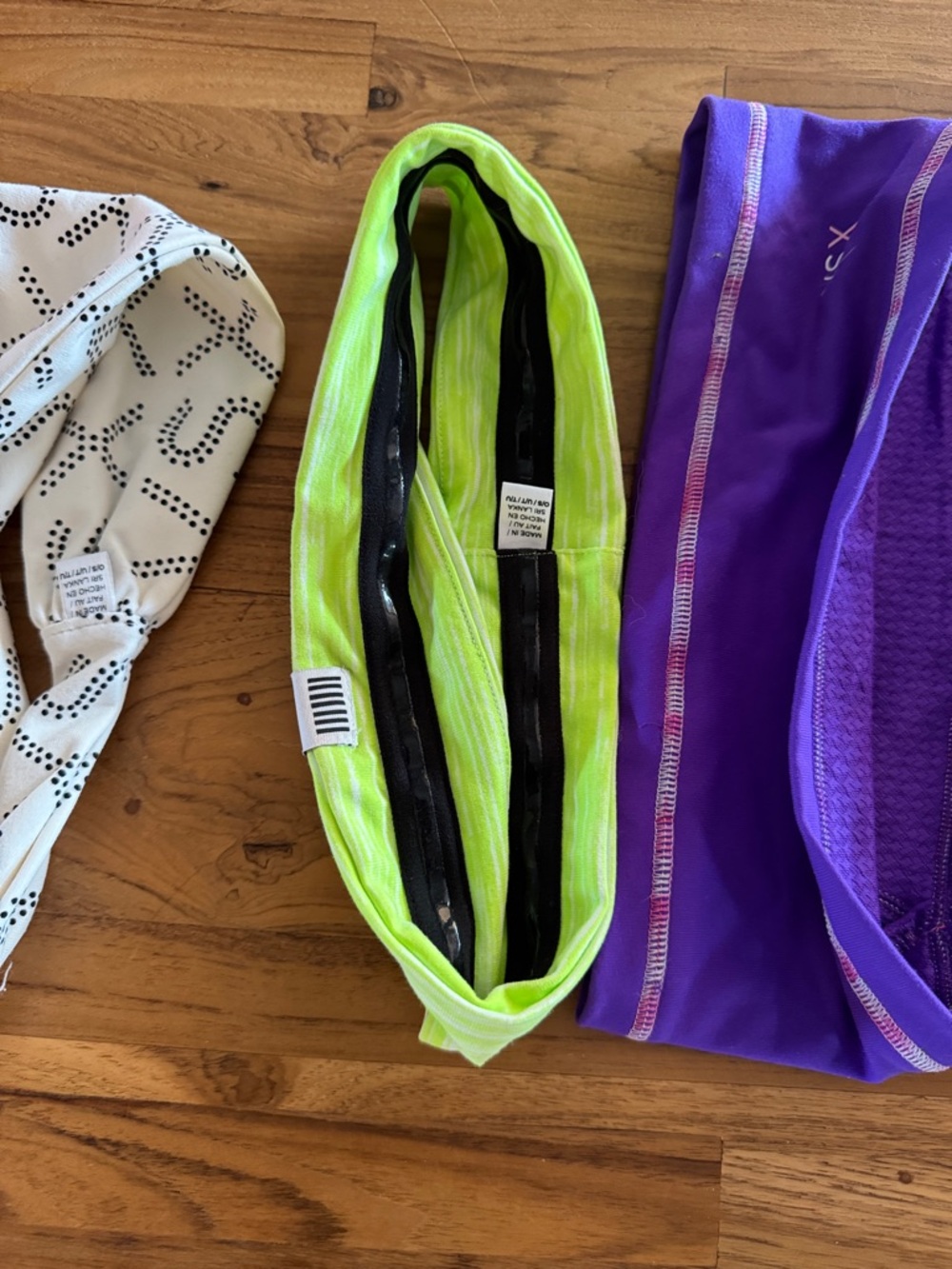 Victoria Secret VSX Neon Green, White, Purple & Pink Workout Headband Set - 7 - Picture 9 of 10